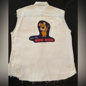 One of a kind- Distressed Boo Boo Bear denim vest (Cartoon Network)